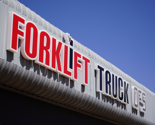 Fabricated signage for toyota forklift Fabricated signage for toyota forklift designed, printed, manufactured and installed by Wrapit Signs