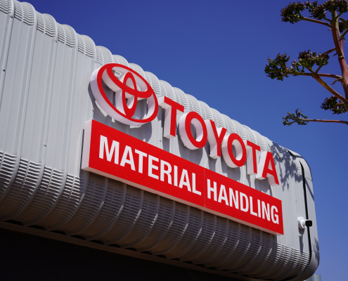 Fabricated signage for toyota forklift Fabricated signage for toyota forklift designed, printed, manufactured and installed by Wrapit Signs