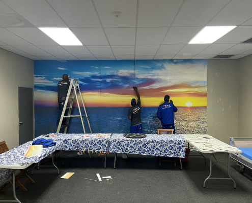 Wallpaper in EmoyaMed hospital Bloemfontein Wallpaper in EmoyaMed hospital Bloemfontein designed, printed, manufactured and installed by Wrapit Signs