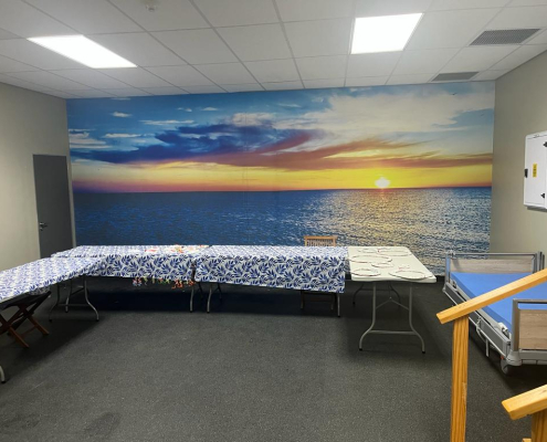 Wallpaper in EmoyaMed hospital Bloemfontein Wallpaper in EmoyaMed hospital Bloemfontein designed, printed, manufactured and installed by Wrapit Signs