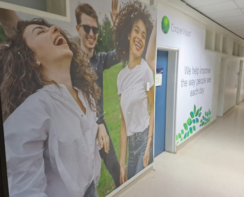 Wallpaper in Coopervision Bloemfontein office Wallpaper in Coopervision Bloemfontein office designed, printed, manufactured and installed by Wrapit Signs